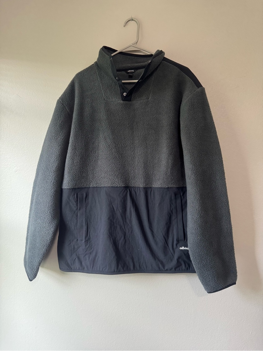 Allbirds Men's gray/grey & Black Half-Snap Pullover Sweater merino wool large - Picture 2 of 8